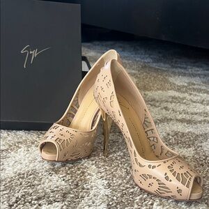 Giuseppe Zanotti Beige Peep-Toe Heels